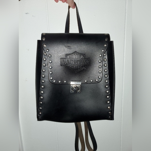 HarleyDavidson Bags Harley Davidson Black Studded Leather Backpack
